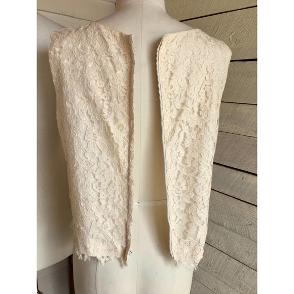 Vintage Cream lace sleeveless tank - back zipper - 50s 60s - lace overlay top - Picture 5 of 9